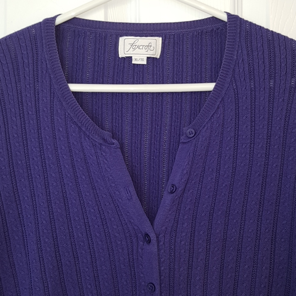 COPY - Foxcroft ladies long sleeved purple cardigan